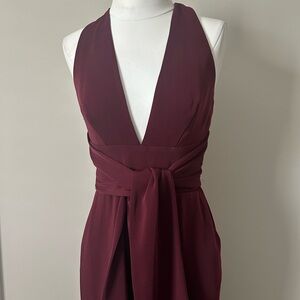 HARLYN Elegant Burgundy Halter JUMPSUIT. Worn once! X Small.